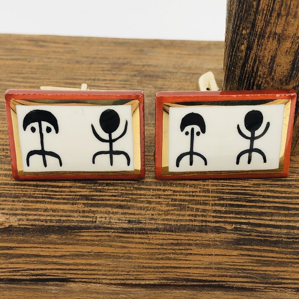 Victoria Flemming N.Y. Enamel Porcelain Cufflinks